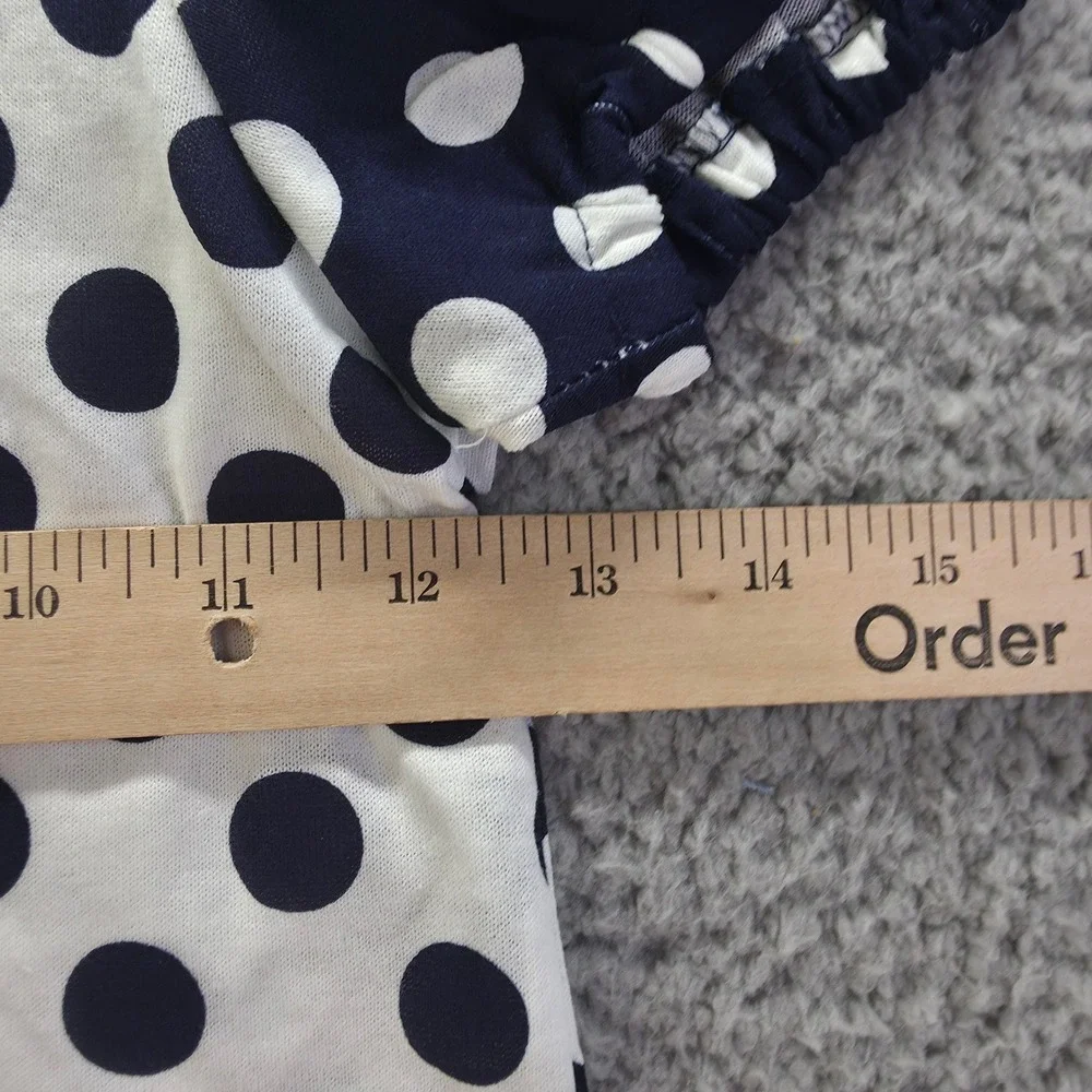 Vintage Fame Clothing Co Polka Dot Top and Shorts Set Navy White Kids 6X USA 90s
